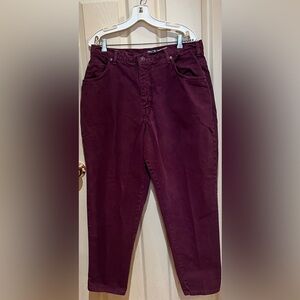 Vintage A / E Denim Burgundy Jeans, Size 18 Petite